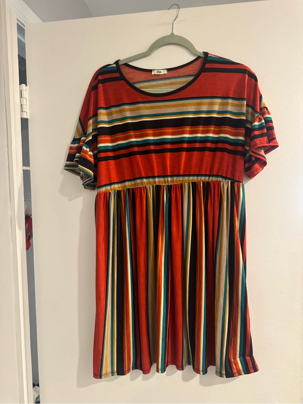Women's Egs Striped Casual Short Sleeve Top 1XL Plus Size Soft Everyday Shirt
